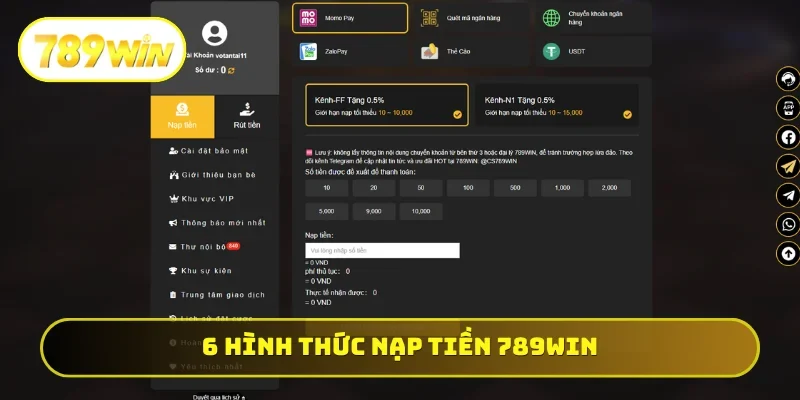 6 hình thức nạp tiền 789WIN hot hit