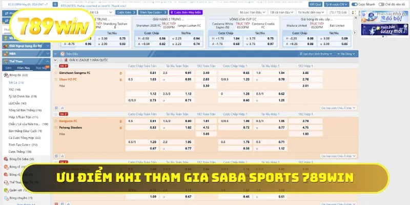 Ưu điểm nổi bật khi tham gia Saba Sports 789WIN